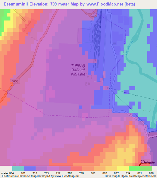 Esetmuminli,Turkey Elevation Map