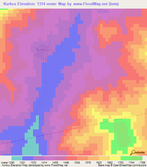 Kurkcu,Turkey Elevation Map