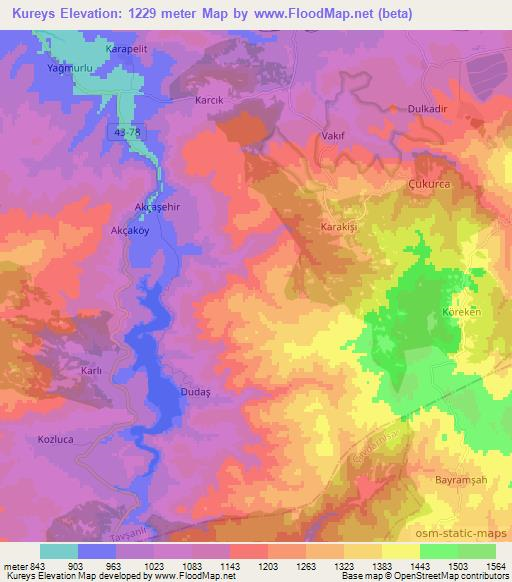 Kureys,Turkey Elevation Map