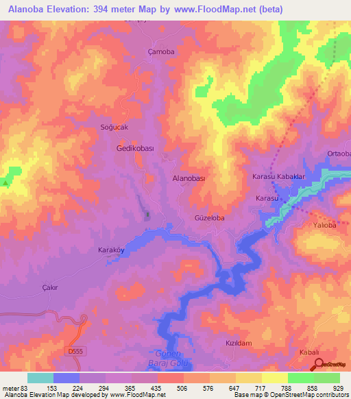 Alanoba,Turkey Elevation Map