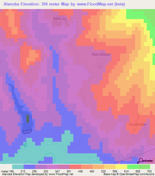 Alanoba,Turkey Elevation Map