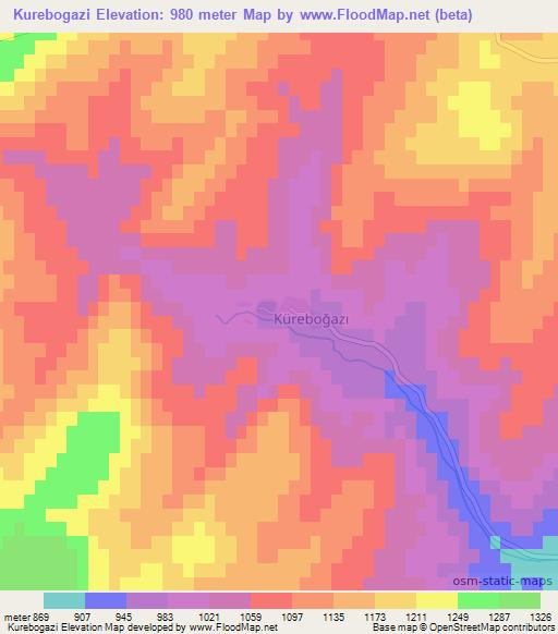 Kurebogazi,Turkey Elevation Map