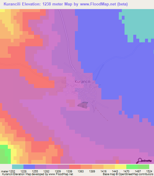 Kurancili,Turkey Elevation Map