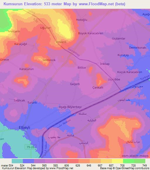 Kumsurun,Turkey Elevation Map