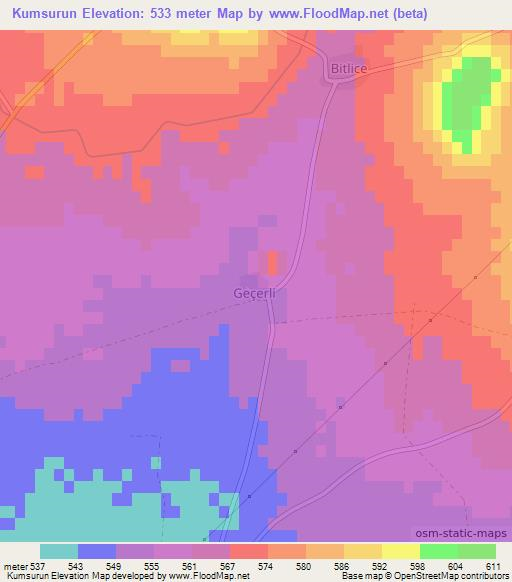 Kumsurun,Turkey Elevation Map