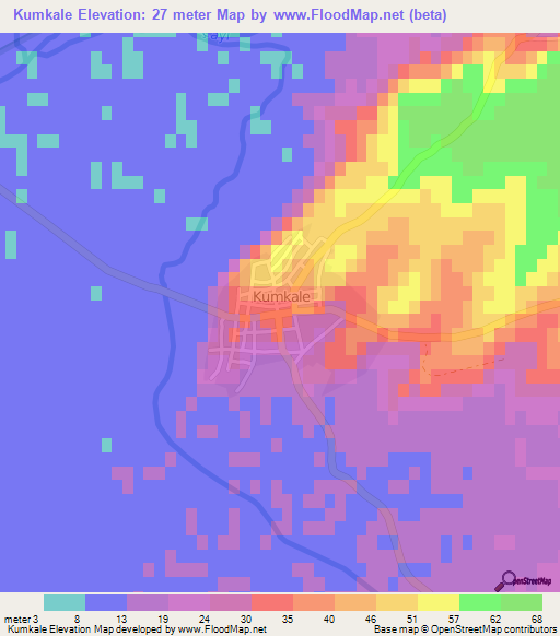 Kumkale,Turkey Elevation Map