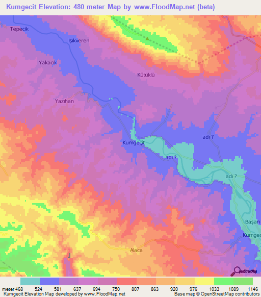 Kumgecit,Turkey Elevation Map