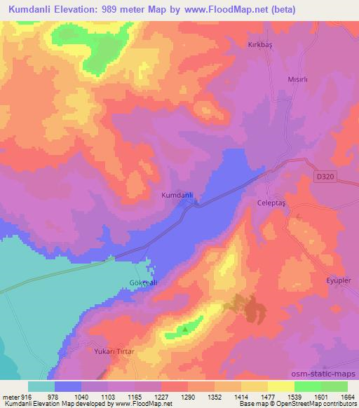 Kumdanli,Turkey Elevation Map