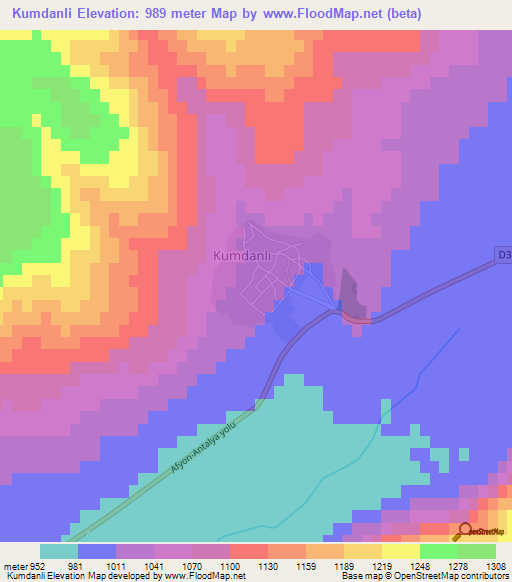 Kumdanli,Turkey Elevation Map