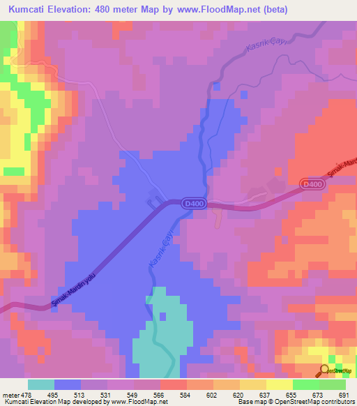 Kumcati,Turkey Elevation Map