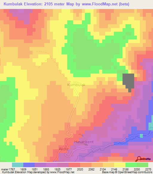 Kumbulak,Turkey Elevation Map