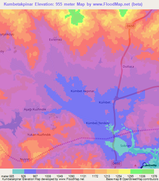 Kumbetakpinar,Turkey Elevation Map