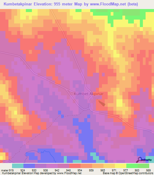 Kumbetakpinar,Turkey Elevation Map