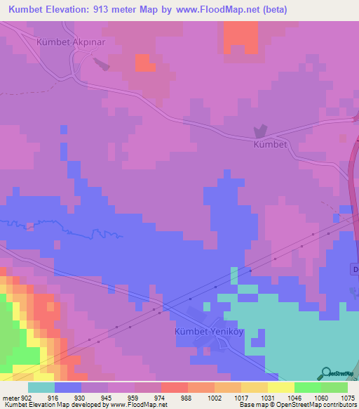 Kumbet,Turkey Elevation Map