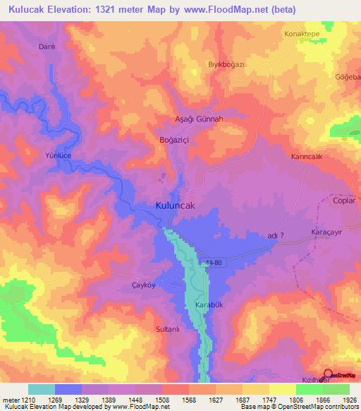 Kulucak,Turkey Elevation Map