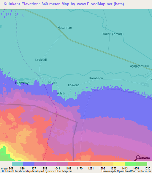 Kulukent,Turkey Elevation Map