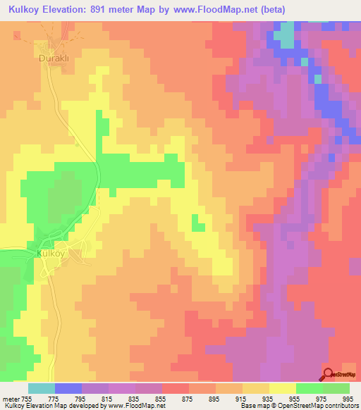 Kulkoy,Turkey Elevation Map