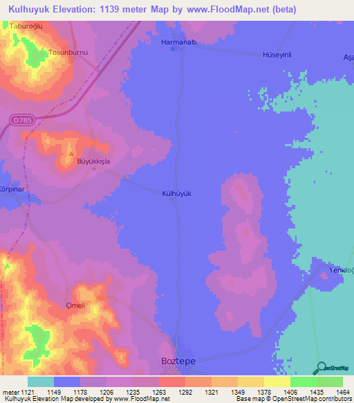 Kulhuyuk,Turkey Elevation Map