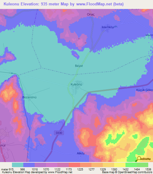 Kuleonu,Turkey Elevation Map