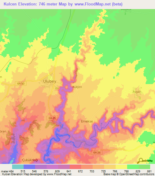 Kulcen,Turkey Elevation Map