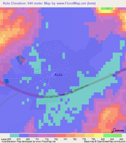 Kula,Turkey Elevation Map