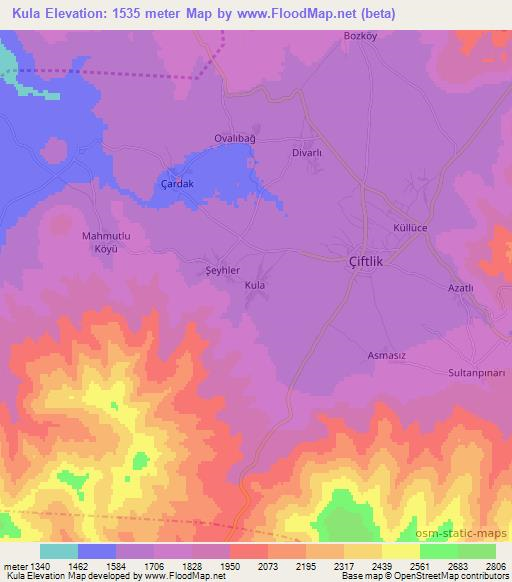 Kula,Turkey Elevation Map