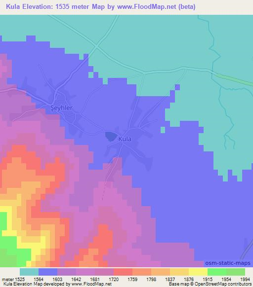 Kula,Turkey Elevation Map