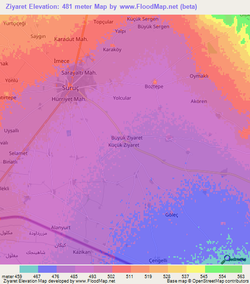 Ziyaret,Turkey Elevation Map