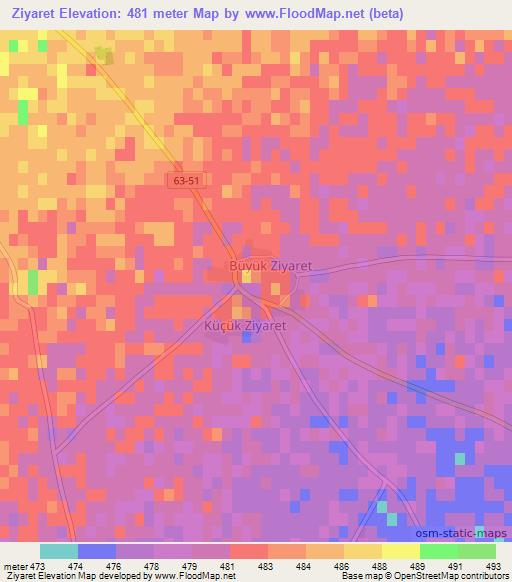 Ziyaret,Turkey Elevation Map