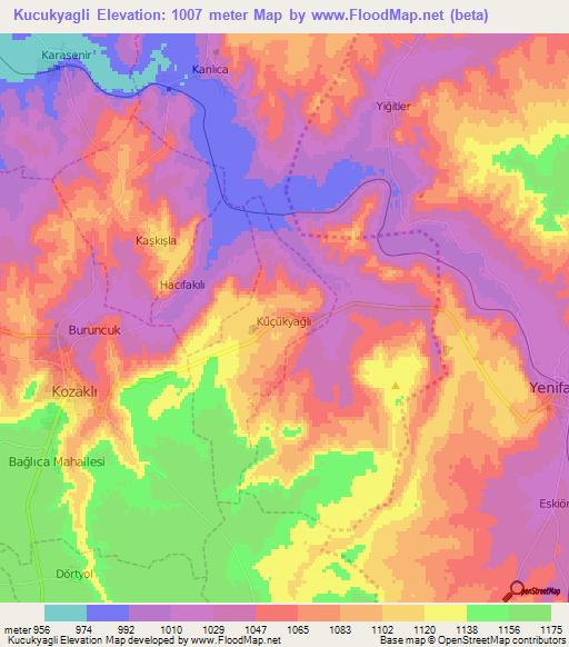 Kucukyagli,Turkey Elevation Map