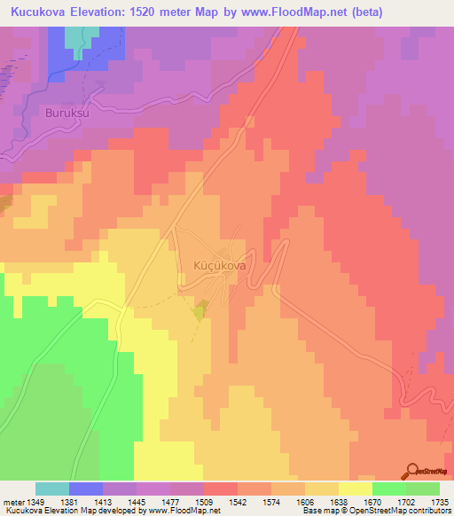 Kucukova,Turkey Elevation Map