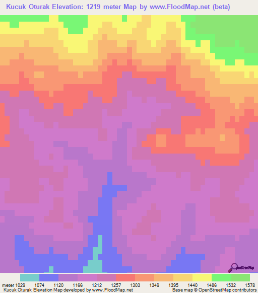 Kucuk Oturak,Turkey Elevation Map