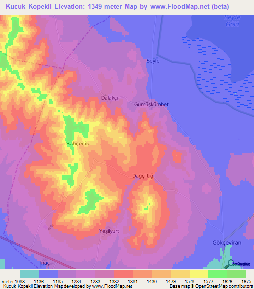 Kucuk Kopekli,Turkey Elevation Map