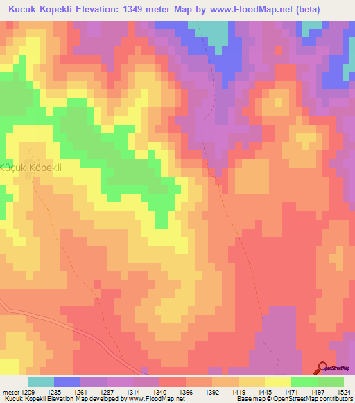 Kucuk Kopekli,Turkey Elevation Map