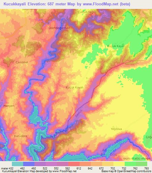 Kucukkayali,Turkey Elevation Map