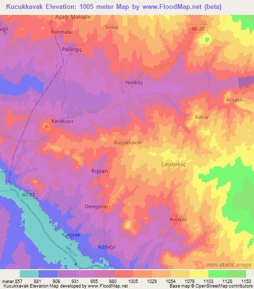 Kucukkavak,Turkey Elevation Map