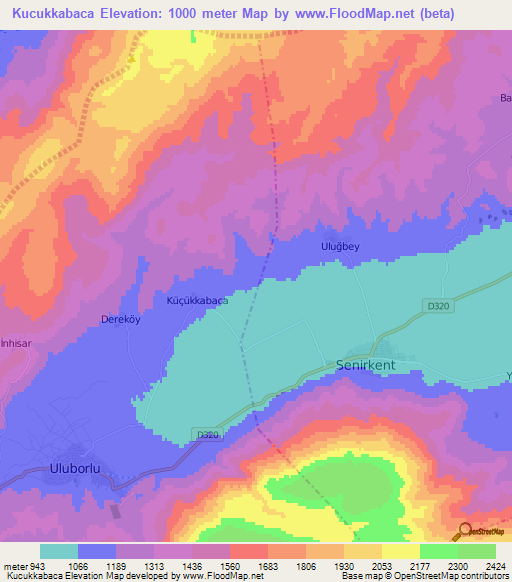 Kucukkabaca,Turkey Elevation Map