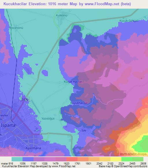 Kucukhacilar,Turkey Elevation Map