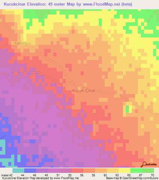 Kucukcinar,Turkey Elevation Map