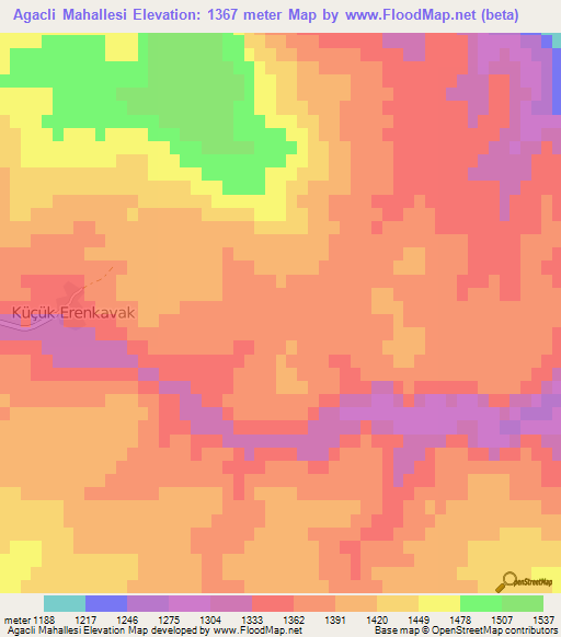 Agacli Mahallesi,Turkey Elevation Map