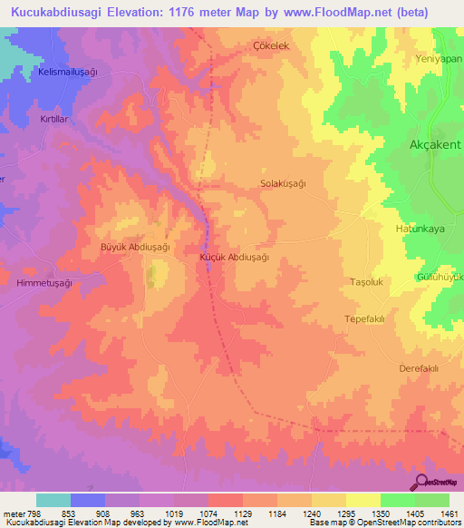 Kucukabdiusagi,Turkey Elevation Map