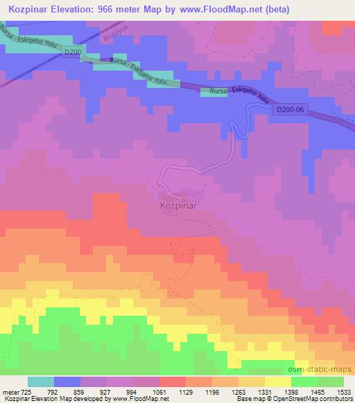 Kozpinar,Turkey Elevation Map