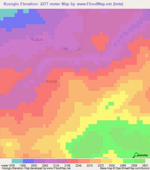 Kozoglu,Turkey Elevation Map