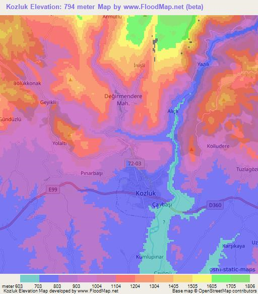 Kozluk,Turkey Elevation Map