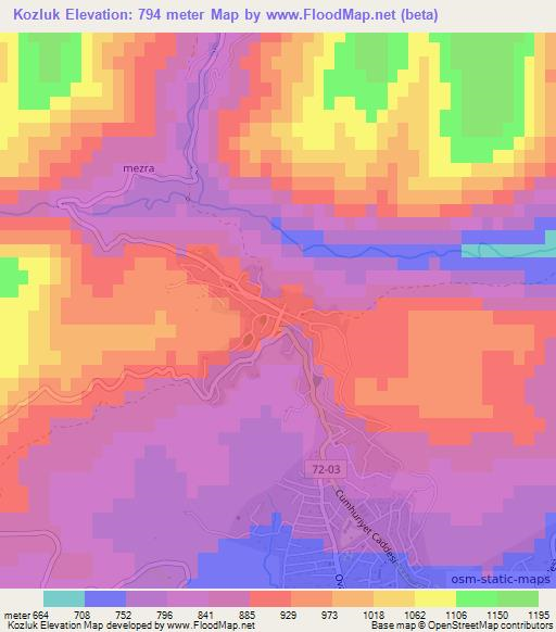 Kozluk,Turkey Elevation Map