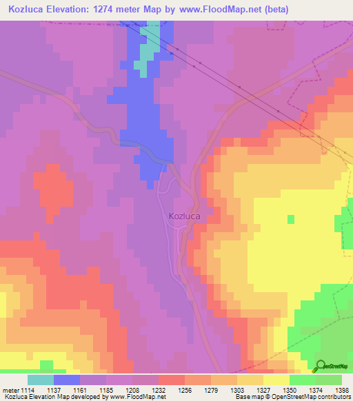 Kozluca,Turkey Elevation Map