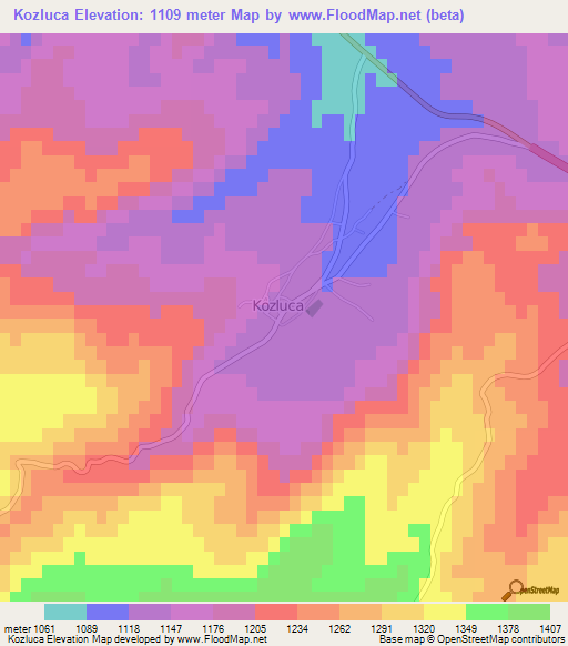 Kozluca,Turkey Elevation Map