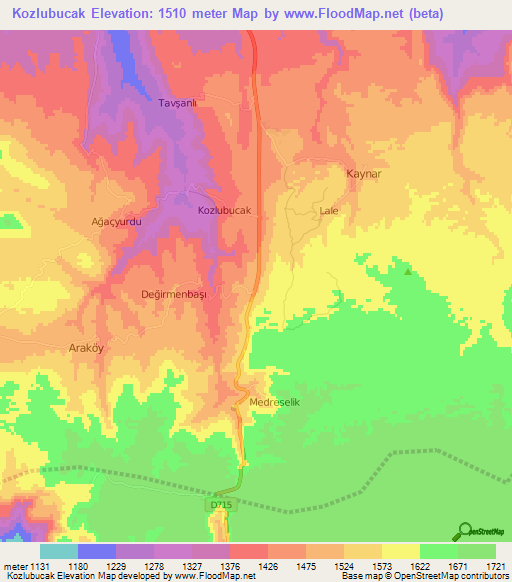 Kozlubucak,Turkey Elevation Map