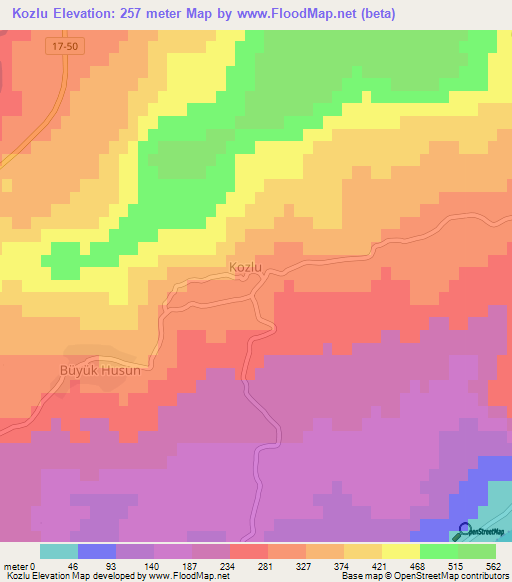 Kozlu,Turkey Elevation Map