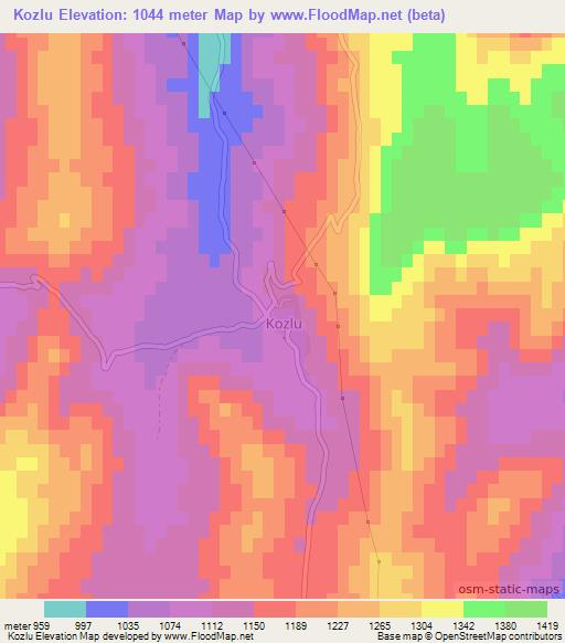 Kozlu,Turkey Elevation Map